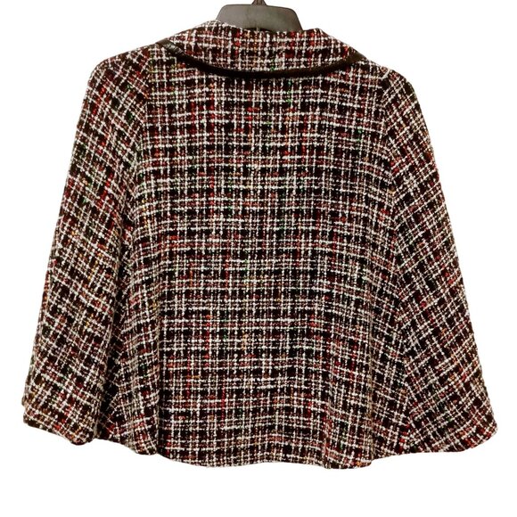 D. Terrell Women's Tweed Shawl Jacket Size 8 Multicolored Cotton Blend Collared - Picture 2 of 12